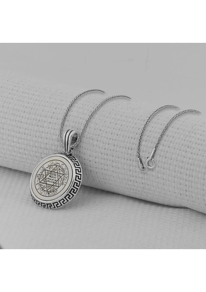 Hz Süleyman Mührü 925 Ayar Gümüş Erkek Kolye