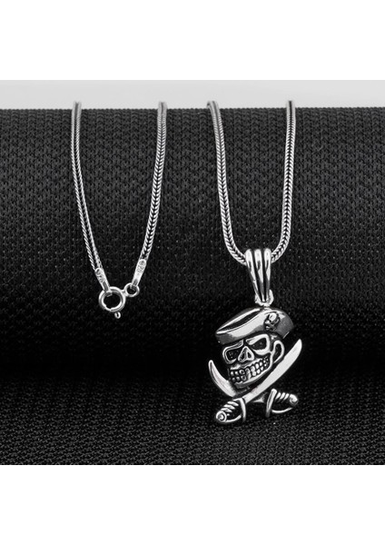 Kuru Kafa Tasarımlı 925 Ayar Gümüş Erkek Kolye