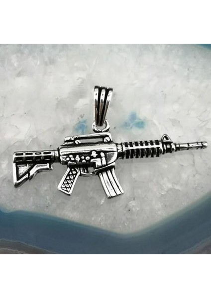 Tüfek Tasarımlı 925 Ayar Gümüş Erkek Kolye Ucu
