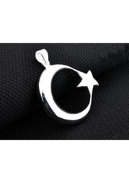 Şanlı Ay Yıldız Büyük Boy 925 Ayar Gümüş Erkek Kolye Ucu