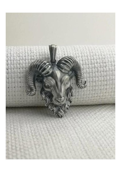 Sakallı Koç Başı Üç Boyutlu 925 Ayar Gümüş Erkek Kolye Ucu
