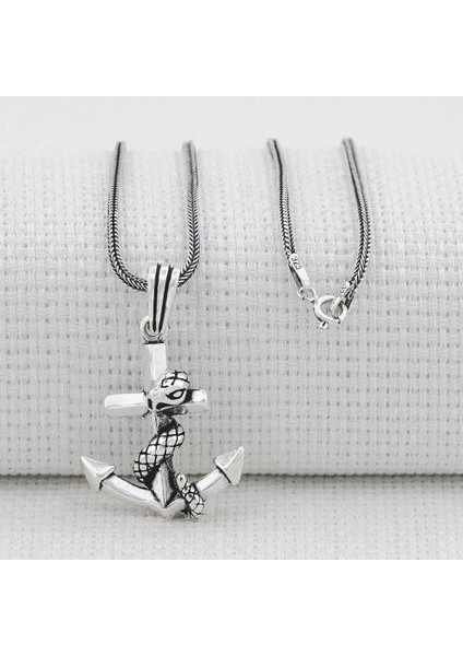 Çapa 925 Ayar Gümüş Erkek Kolye