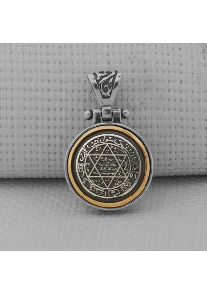 Ortası Dönen Süleyman Mührü 925 Ayar Gümüş Erkek Kolye