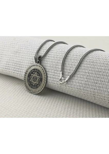 Hz Süleyman Mührü 925 Ayar Gümüş Erkek Kolye