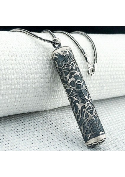 Silindir Cevşeni Kebir Dualı 925 Ayar Gümüş Erkek Kolye