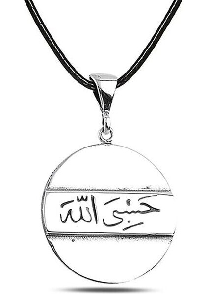 Arapça Hasbiyallah 925 Ayar Gümüş Erkek Kolye