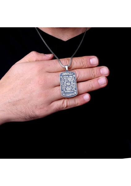 Hilye Şerif Yazılı I Serif Yazılı 925 Ayar Gümüş Erkek Kolye