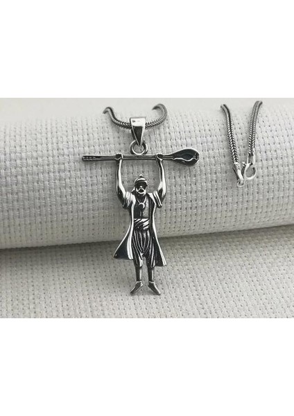 Pir Sultan Abdal 925 Ayar Gümüş Erkek Kolye