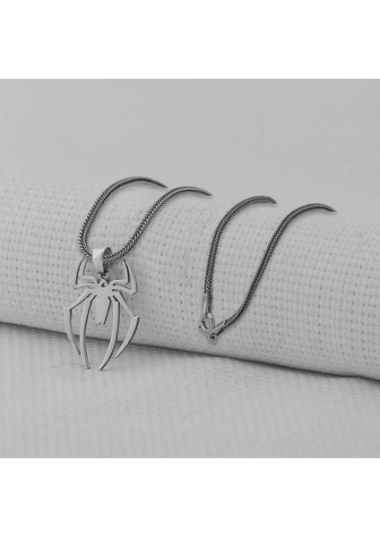 Örümcek Tasarımlı 925 Ayar Gümüş Erkek Kolye