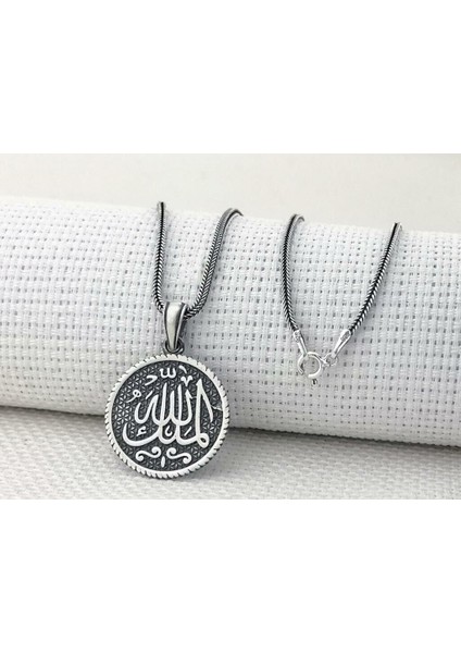 Mulki Allah Mulk Allahın Yazılı 925 Ayar Gümüş Erkek Kolye