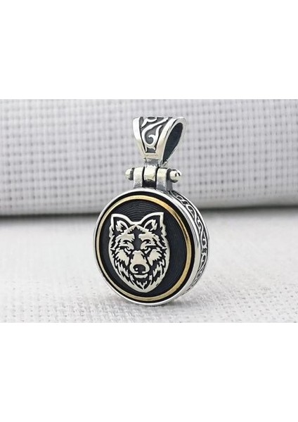 Bozkurt Tasarımlı Ortası Dönen 925 Ayar Gümüş Erkek Kolye Ucu