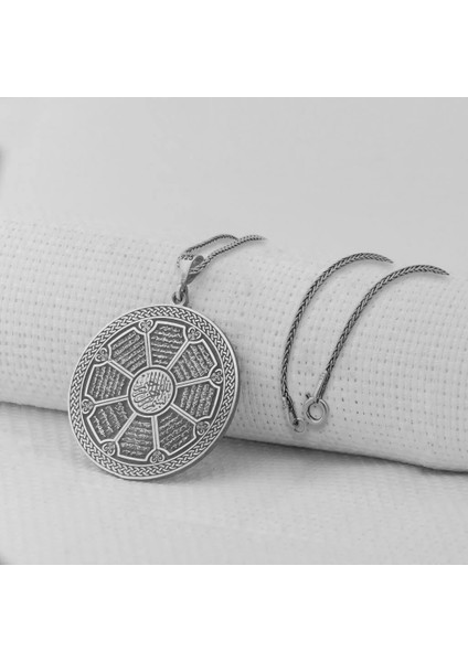 Fatiha Ihlas Felak Yazılı 8 Dualı 925 Ayar Gümüş Erkek Kolye