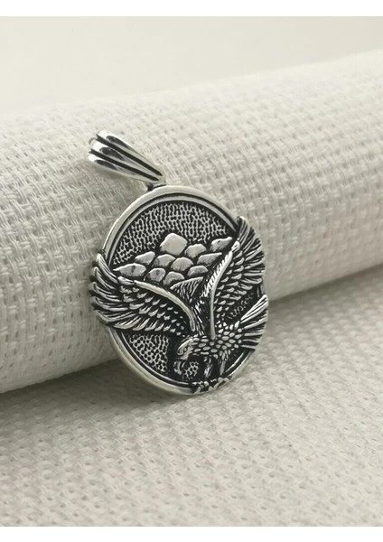 Büyük Kartal Tasarımlı 925 Ayar Gümüş Erkek Kolye Ucu