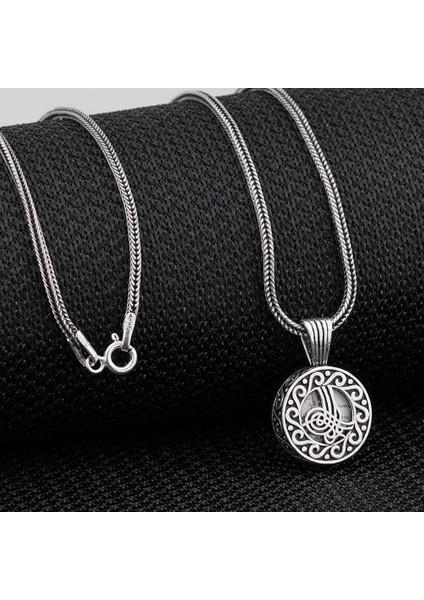 Osmanlı Tuğra 925 Ayar Gümüş Erkek Kolye
