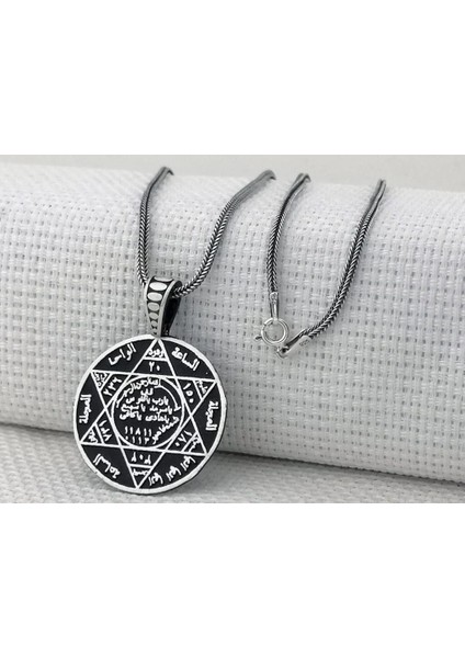 Hz Süleyman Mührü 925 Ayar Gümüş Erkek Kolye