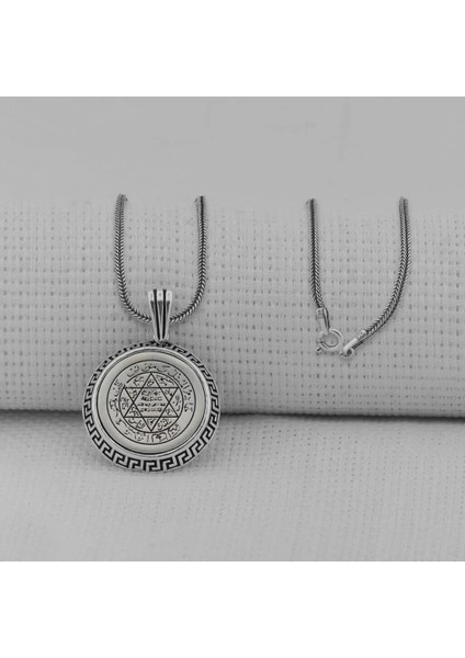 Hz Süleyman Mührü 925 Ayar Gümüş Erkek Kolye
