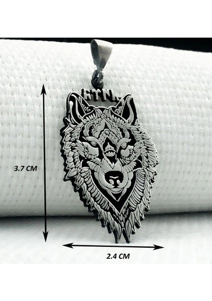 Kurt Kafası Türk Yazılı 925 Ayar Gümüş Erkek Kolye Ucu