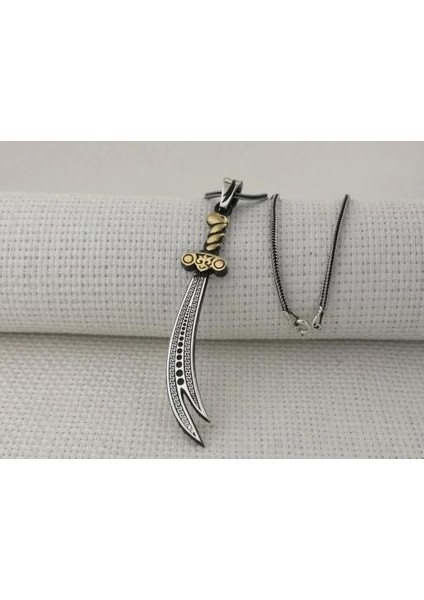 Zülfikar Figürlü Dualı 925 Ayar Gümüş Erkek Kolye