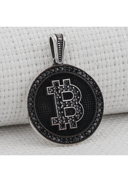 Bitcoin 925 Ayar Gümüş Erkek Kolye Ucu