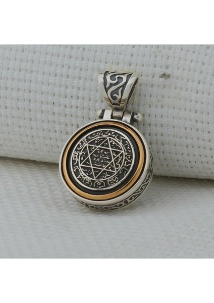 Ortası Dönen Süleyman Mührü 925 Ayar Gümüş Erkek Kolye