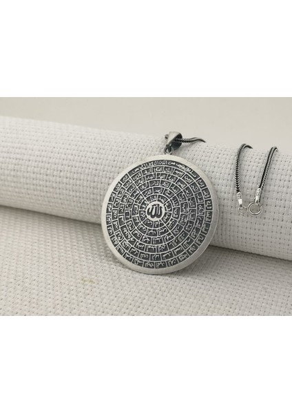 Esmaul Husna Dualı Büyük Boy 925 Ayar Gümüş Erkek Kolye