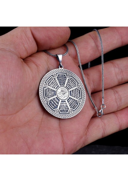 Koruma Duaları Yazılı 925 Ayar Gümüş Erkek Kolye