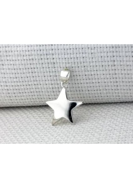Parlak Yıldız Tasarımı 925 Ayar Gümüş Erkek Kolye Ucu