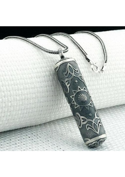 Silindir Cevşeni Kebir Dualı 925 Ayar Gümüş Erkek Kolye