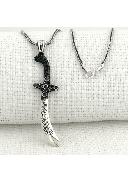 Zulfikar La Feta Illa Ali La Seyfe Iila ZULFIKAR925 Ayar Gümüş Erkek Kolye