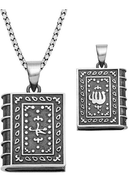 Içi Açıla Bilen Allah Çevşen Muskalık Erkek 925 Ayar Gümüş Kolye