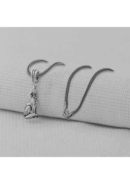 Uluyan Kurt Tasarımı 925 Ayar Gümüş Erkek Kolye