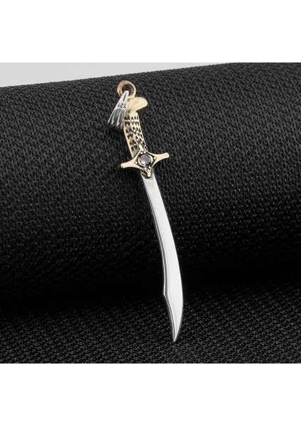 Beyaz Zirkon Taşlı Osmanlı 925 Ayar Gümüş Erkek Kolye