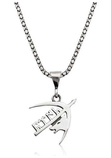 Bozkurt Ok Göktürkce Yazılı 925 Ayar Gümüş Erkek Kolye