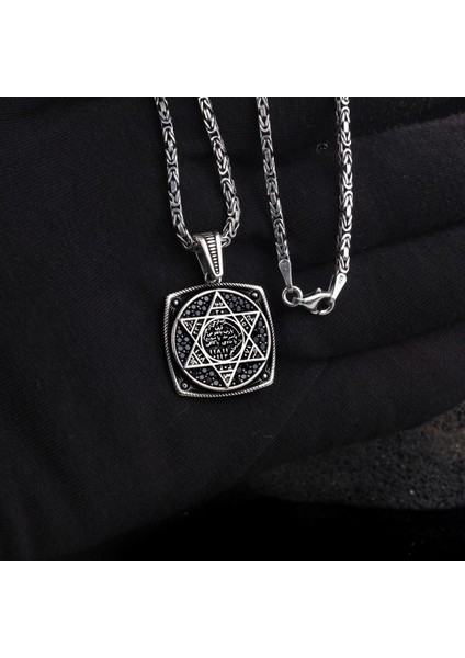 Hz Süleyman Kral Zncir 925 Ayar Gümüş Erkek Kolye