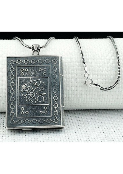 Allah Muhammet Yazılı Cevşeni Kebir Dualı 925 Ayar Gümüş Erkek Kolye