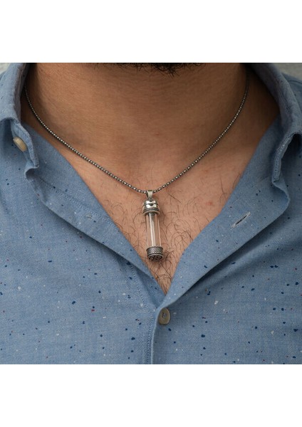 Içi Açıla Bilen Kabi Çevşen Muskalık Erkek 925 Ayar Gümüş Kolye