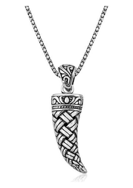 Fil Dişi 925 Ayar Gümüş Erkek Kolye