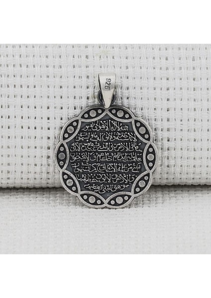 Ayetel Kursi Dualı Yazılı 925 Ayar Gümüş Erkek Kolye Ucu