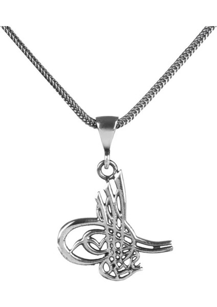 Osmanlı Tuğralı 925 Ayar Gümüş Erkek Kolye