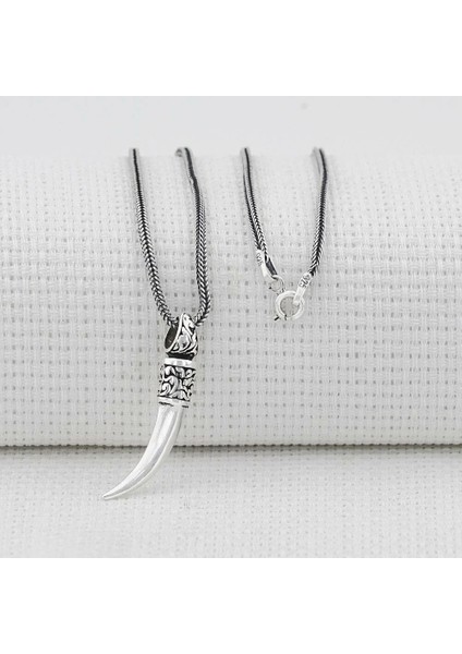 Fil Dişi 925 Ayar Gümüş Erkek Kolye