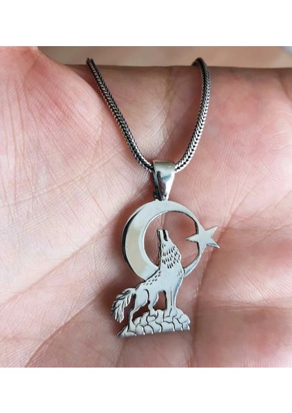 Bozkurt 925 Ayar Gümüş Erkek Kolye