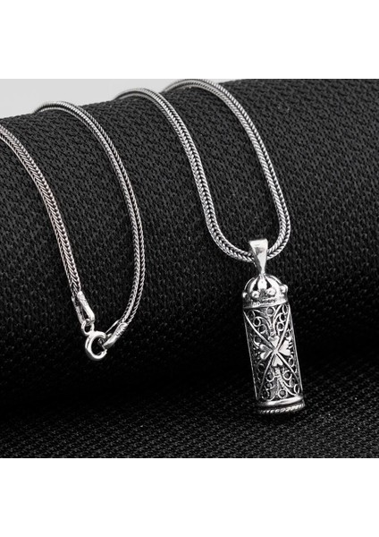 Tasarım Cevşen Dualı 925 Ayar Gümüş Erkek Kolye