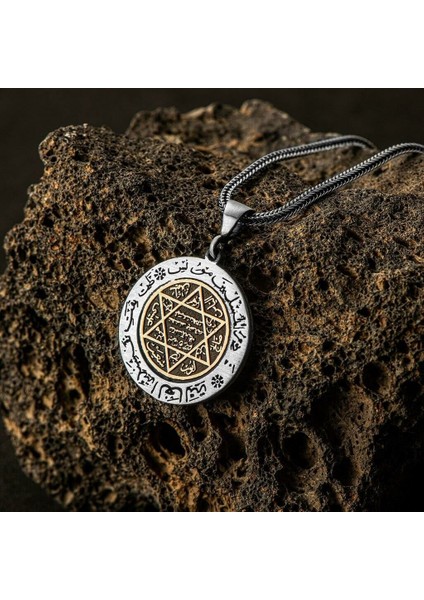 Hz Süleyman Mührü Özel Tasarım 925 Ayar Gümüş Erkek Kolye