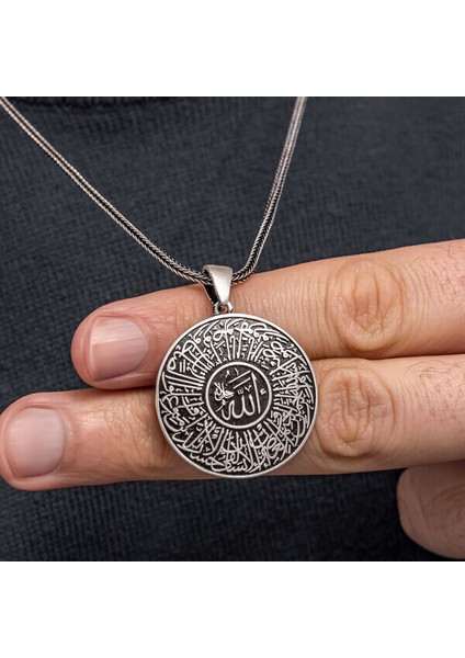 Asr Süresi Dualı Muskalık ve Çevşen Erkek 925 Ayar Gümüş Kolye