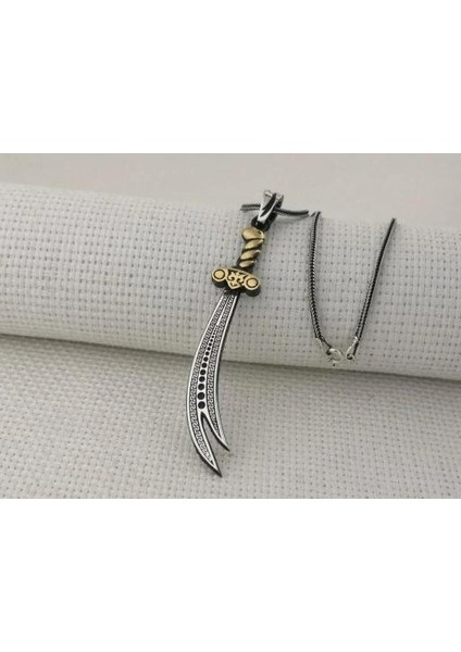 Zülfikar Figürlü Dualı 925 Ayar Gümüş Erkek Kolye