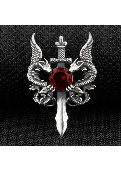 Ejderha Tasarımlı Zirkon Taşlı 925 Ayar Gümüş Erkek Kolye Ucu