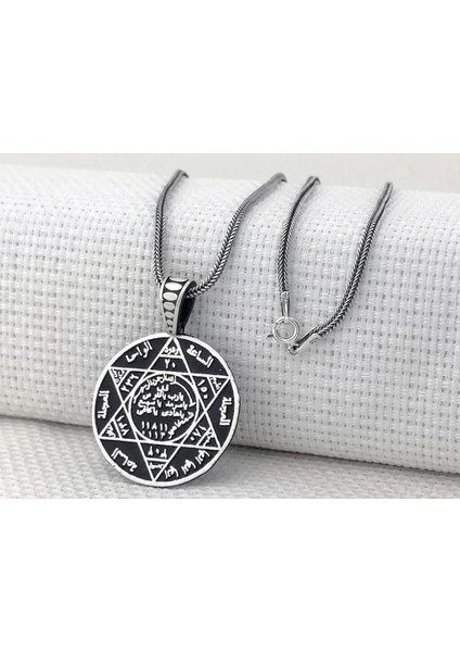 Hz Süleyman Mührü 925 Ayar Gümüş Erkek Kolye