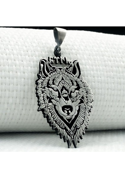 Kurt Kafası Türk Yazılı 925 Ayar Gümüş Erkek Kolye Ucu