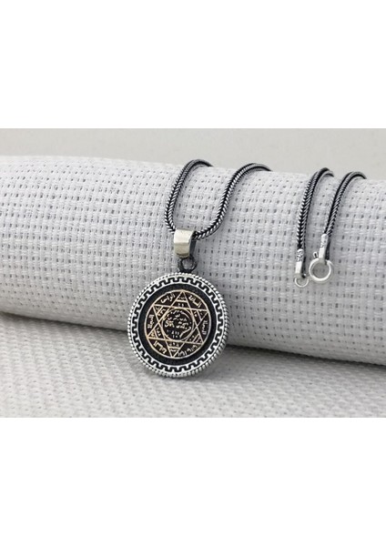 Hz Süleyman Mührü 925 Ayar Gümüş Erkek Kolye