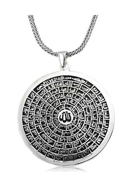 Esmaul Husna Dualı Büyük Boy 925 Ayar Gümüş Erkek Kolye